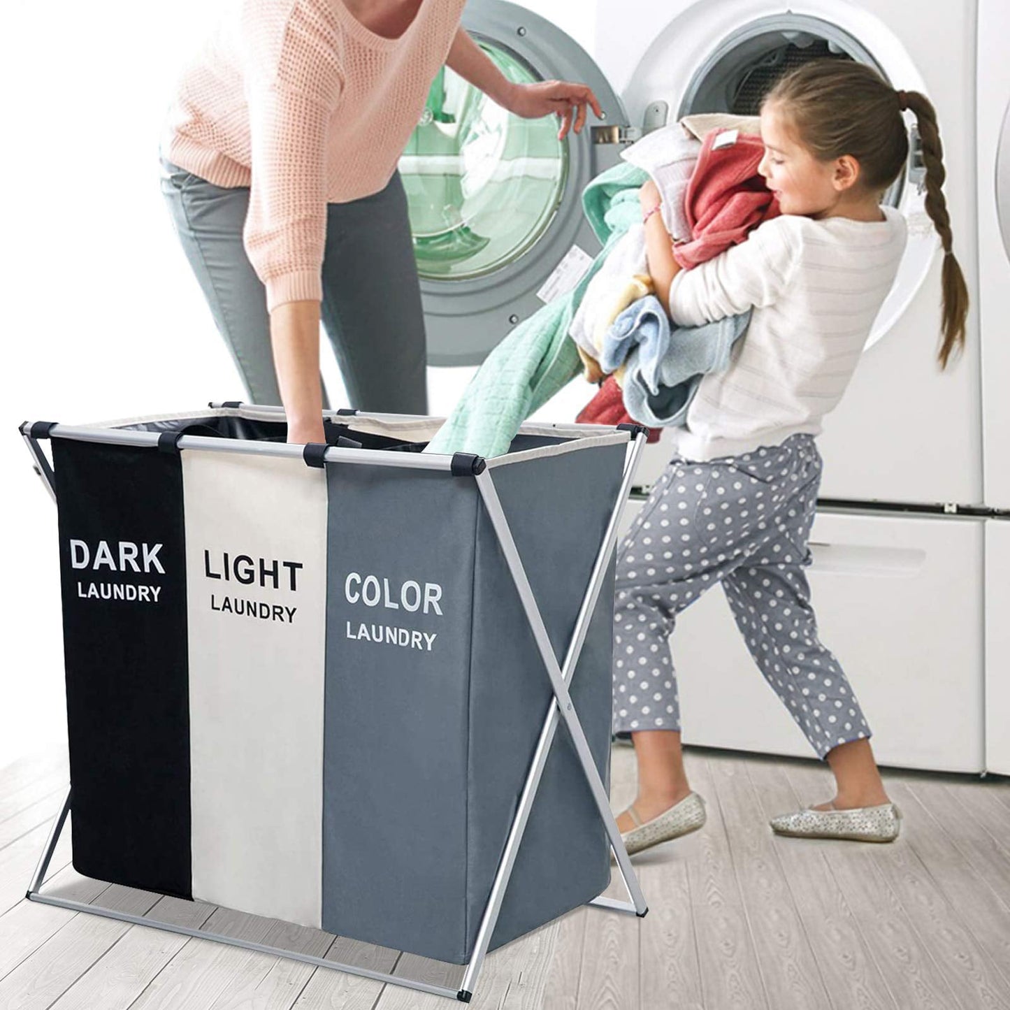 135L Large Clothes Laundry Hamper Sorter Waterproof Laundry Storage Bag Basket Sorter for Laundry Room Organization