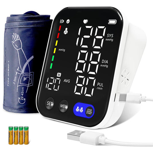 Blood Pressure Monitor ,UMMLUV Upper Arm Blood Pressure Monitor BP Machine, Accurate Automatic High Blood Pressure Machine with USB Cable, Pulse Rate Monitor for Home Use