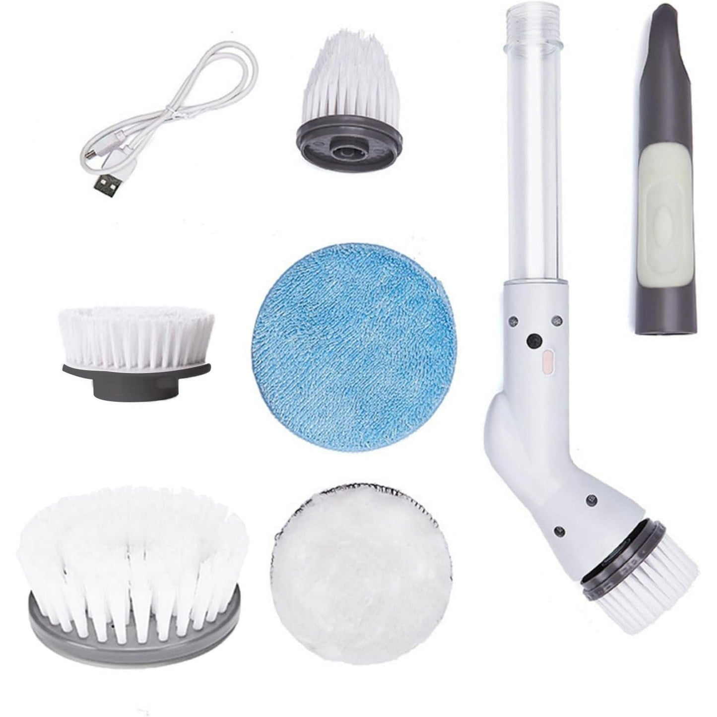 ClnEZ Electric Spin Scrubber with 6 Replaceable Brush Heads - Cordless Bathroom and Kitchen Cleaner