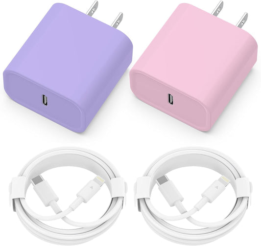 iPhone Charger Apple MFi Certified 2 Pack 20W PD USB C Fast Wall Charger Adapter with 2 Pack 6FT Type C to Lightning Cable Compatible with iPhone 14 13 12 11 Pro Max XR XS X,iPad