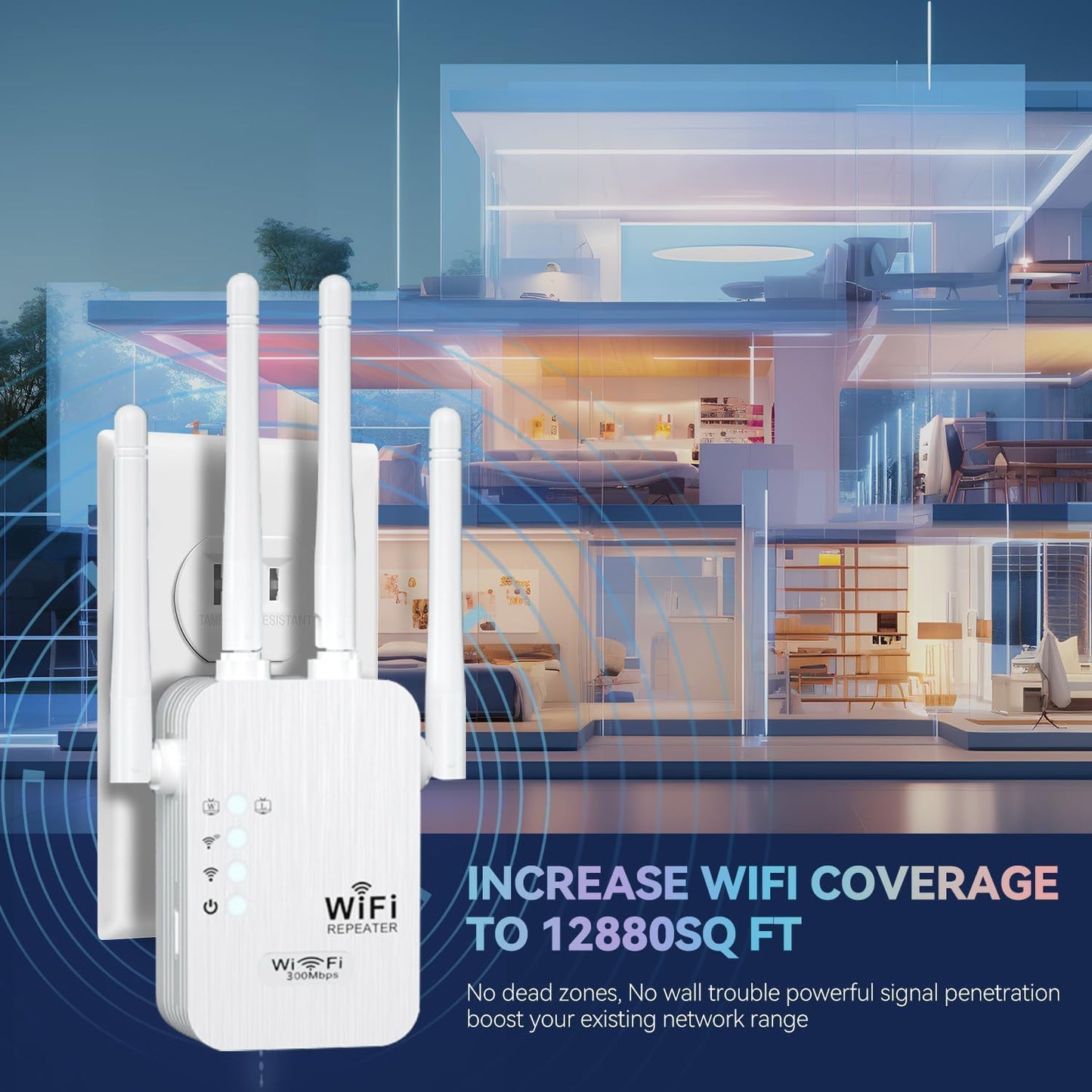 2024 Release WiFi Extender Signal Booster for Home, Longest Range Up to 9277sq. ft, Internet Booster, Repeater with Ethernet Port & Access Point,WiFi Extender