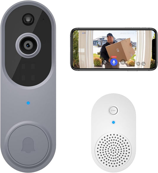 Wireless Doorbell Camera with Chime, Video Doorbell Security Camera with Batteries for Home