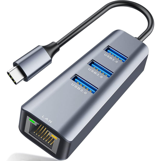 USB-C to Ethernet Adapter, 4-in-1 Gigabit RJ45 Network Hub with USB-C/Thunderbolt 3 for MacBook Pro/Air, iPad Pro, Chromebook, XPS, Surface Book, and More