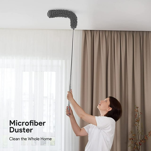 Microfiber Duster, 7PCS with Detachable Extension Pole(Stainless Steel) 30-100" Duster Cleaning Kit